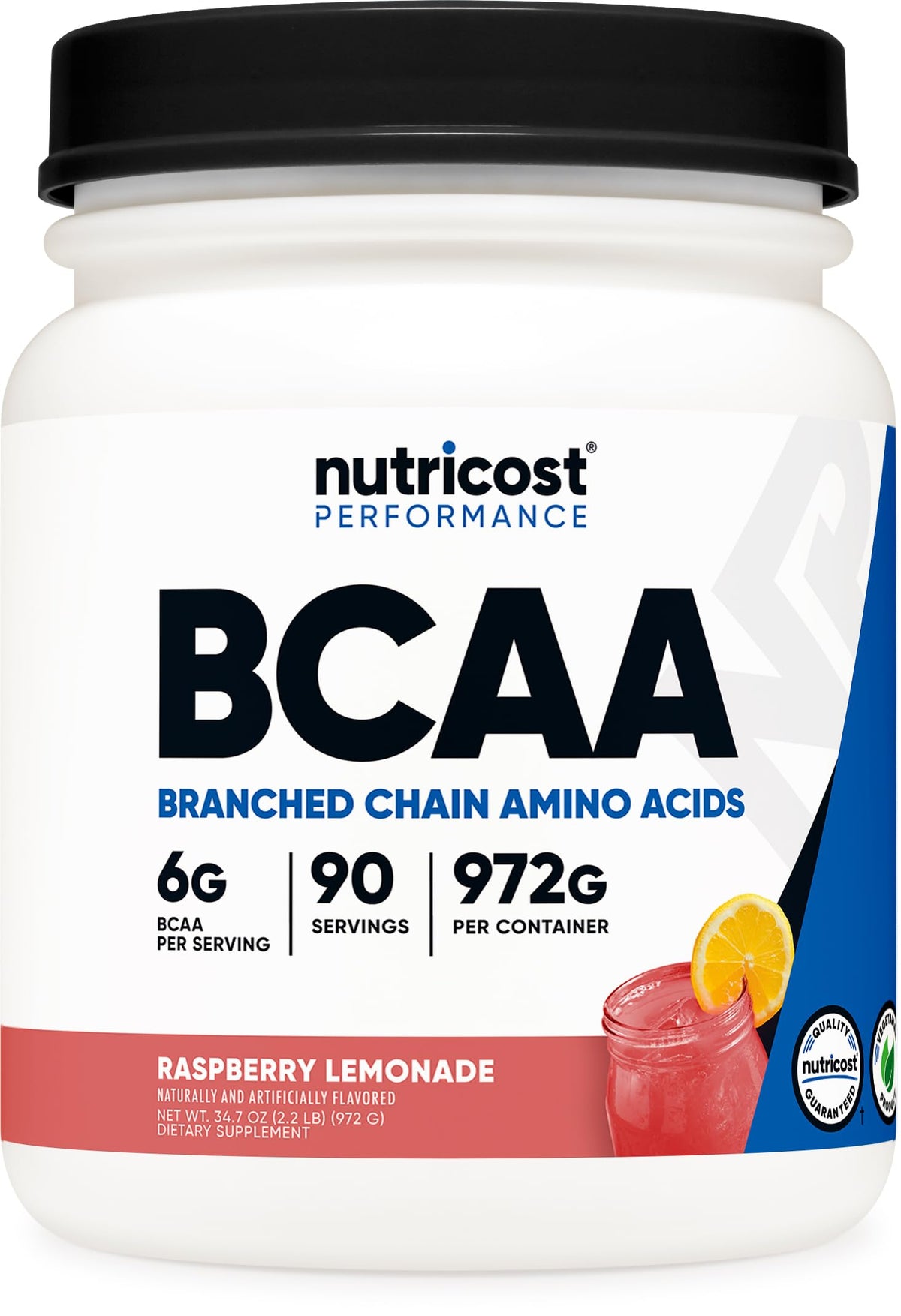 Nutricost BCAA Raspberry Lemonade bottle ready for post-workout mix