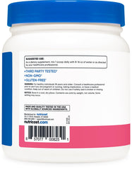 Nutricost BCAA powder raspberry lemonade mix in glass for a refreshing workout drink