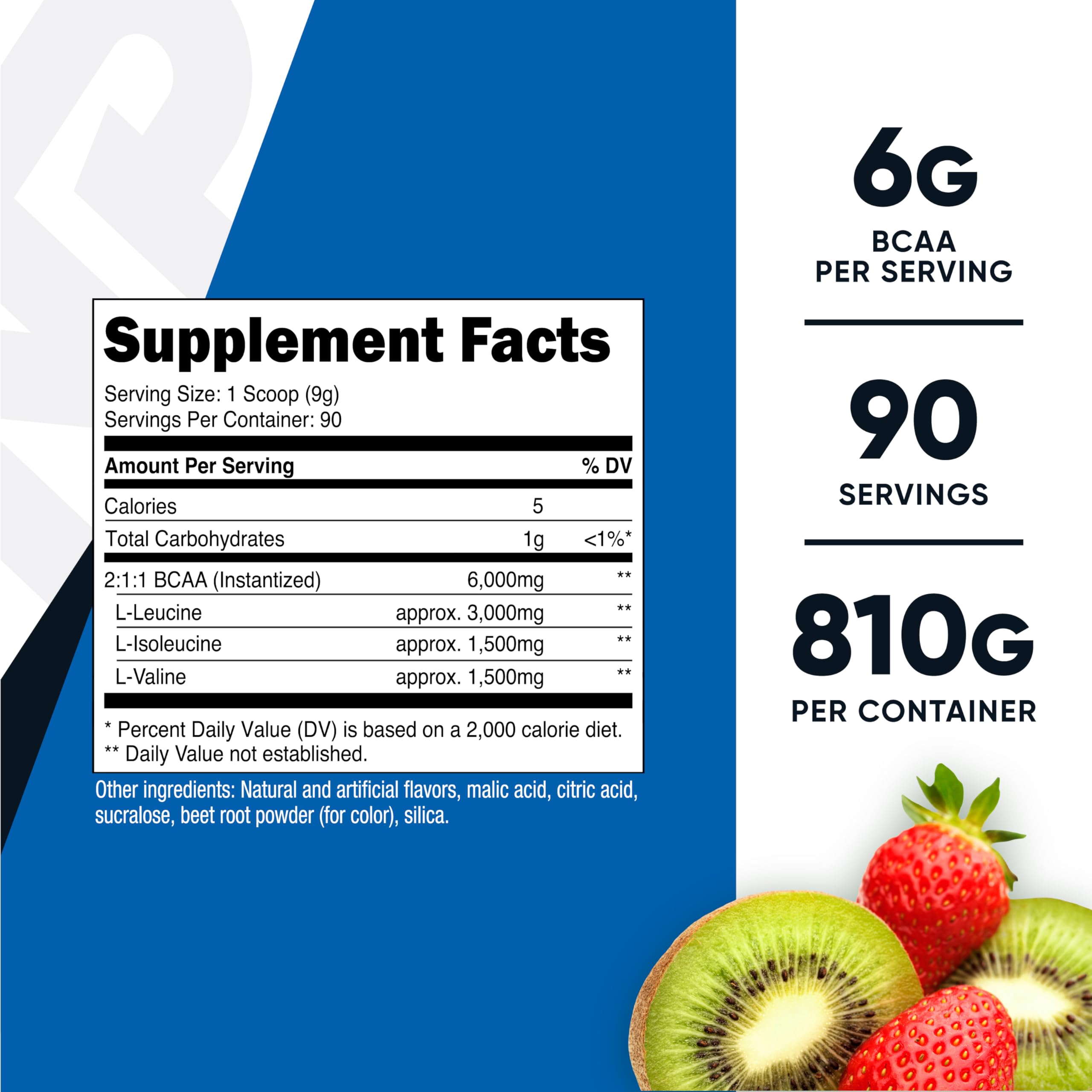 Nutricost BCAA powder visible in a shaker, Strawberry Kiwi ready to mix during training.