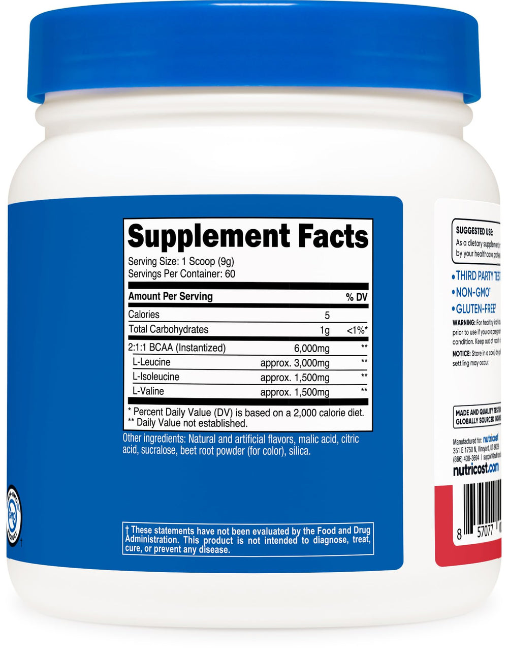 Nutricost BCAA Powder Strawberry Kiwi shaker in use during a gym session.