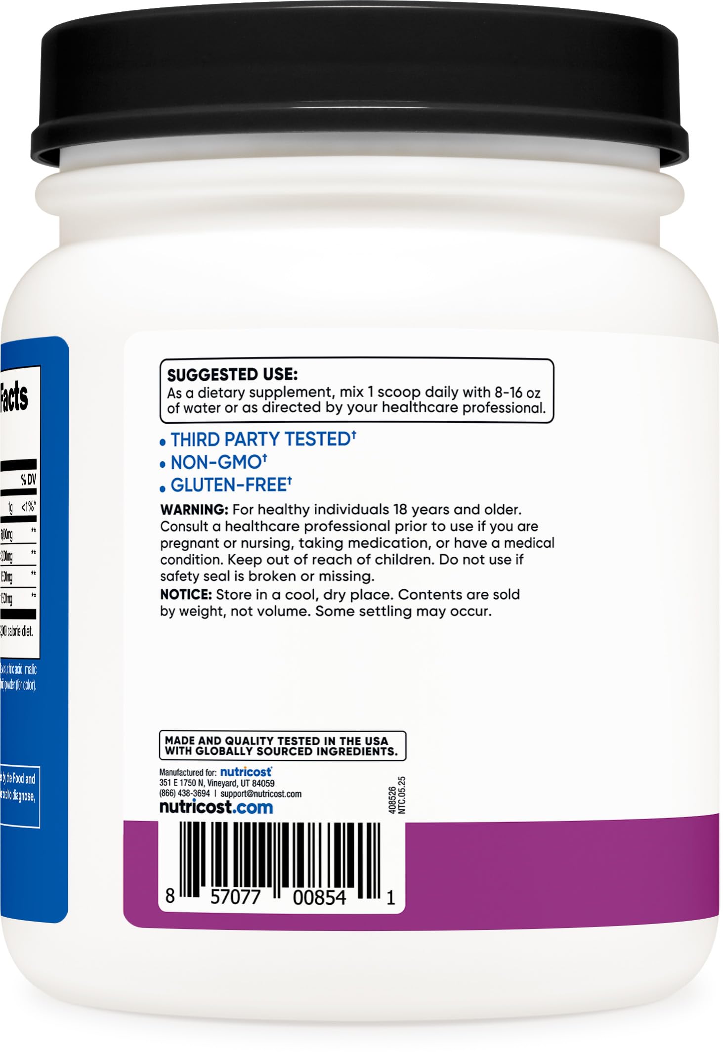 Nutricost BCAA Powder unflavored tub for versatile training mixes.