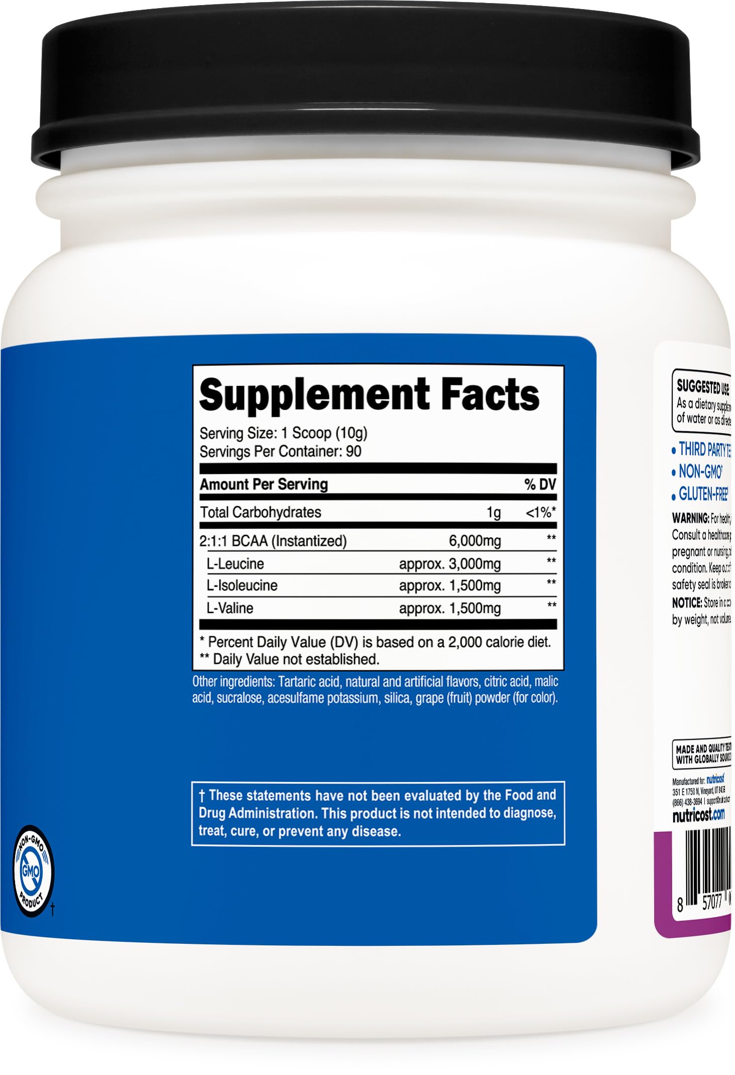 Nutricost BCAA Powder unflavored mix in shaker after workouts.