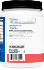 Nutricost BCAA watermelon powder label showing ISO testing and quality