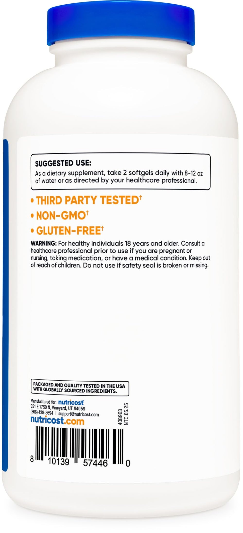 Nutricost Beta Sitosterol 240 softgels packaging box on clean background