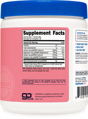 Glass of Nutricost BHB salts drink mix poured with strawberry lemonade flavor