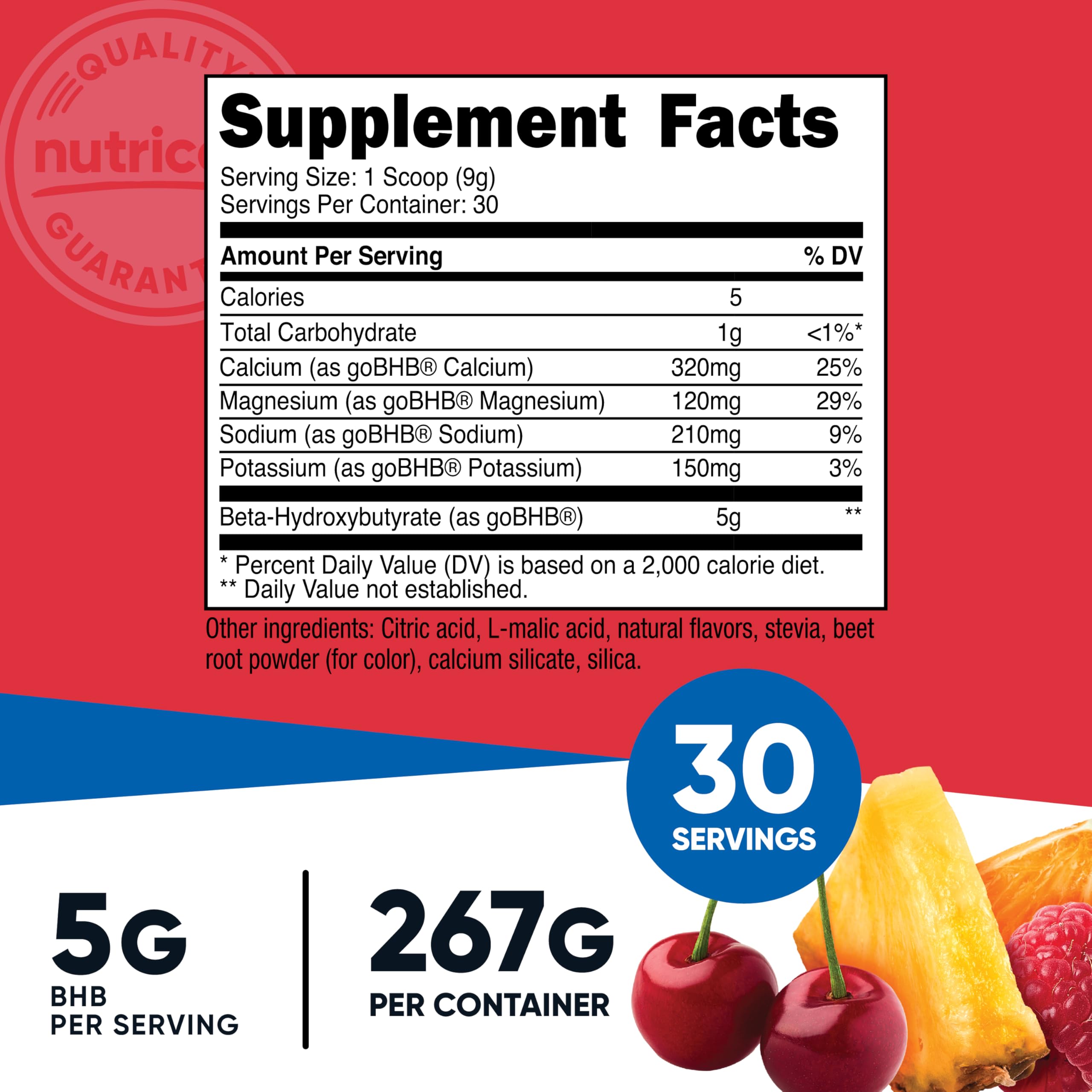 Nutricost BHB salts drink mix serve scoop showing convenient serving option for on-the-go use.