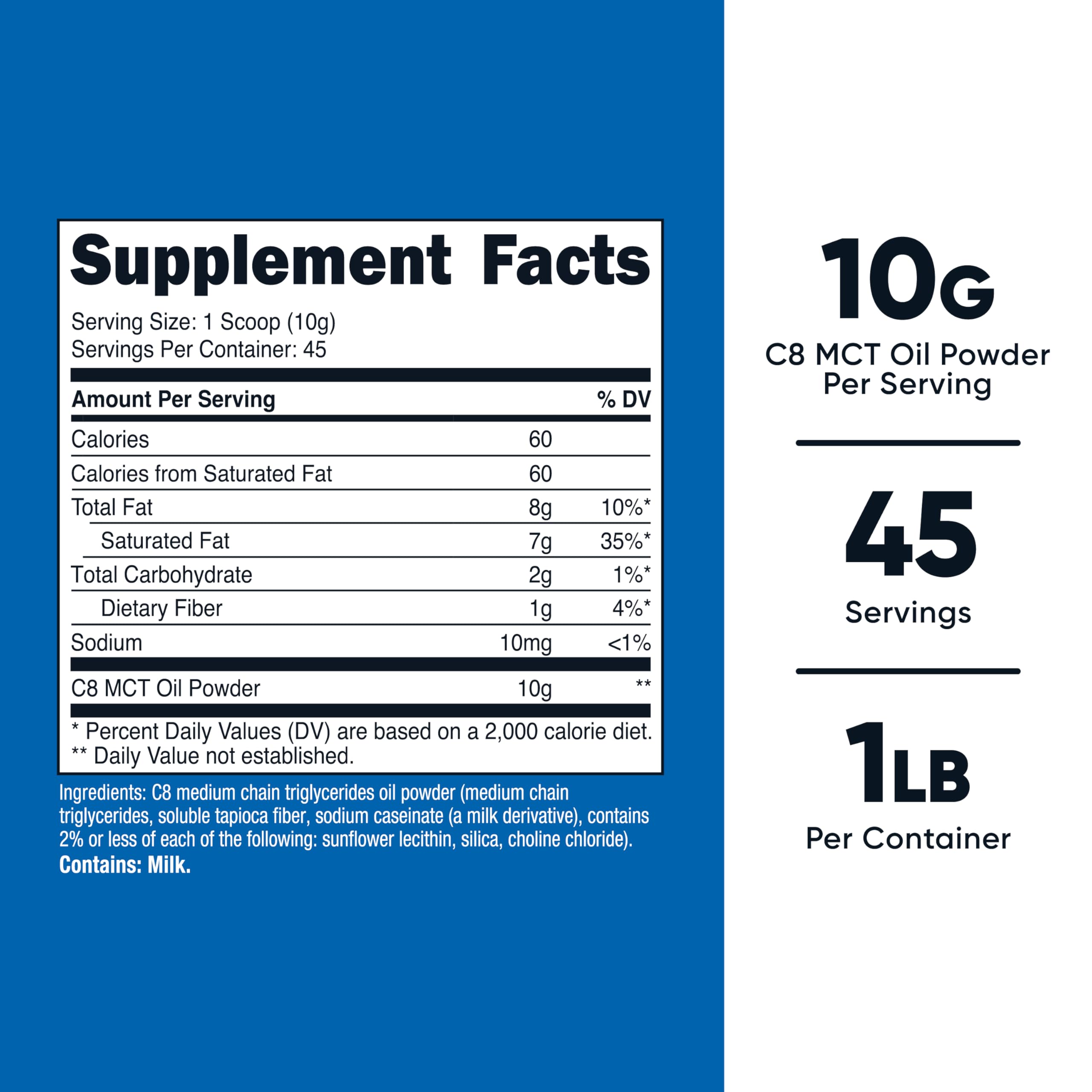 Nutricost C8 MCT Powder scoop for easy, precise serving