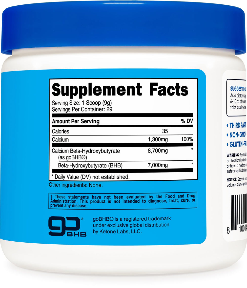 Nutricost Calcium BHB quality assurance seal indicates GMP and third party testing.