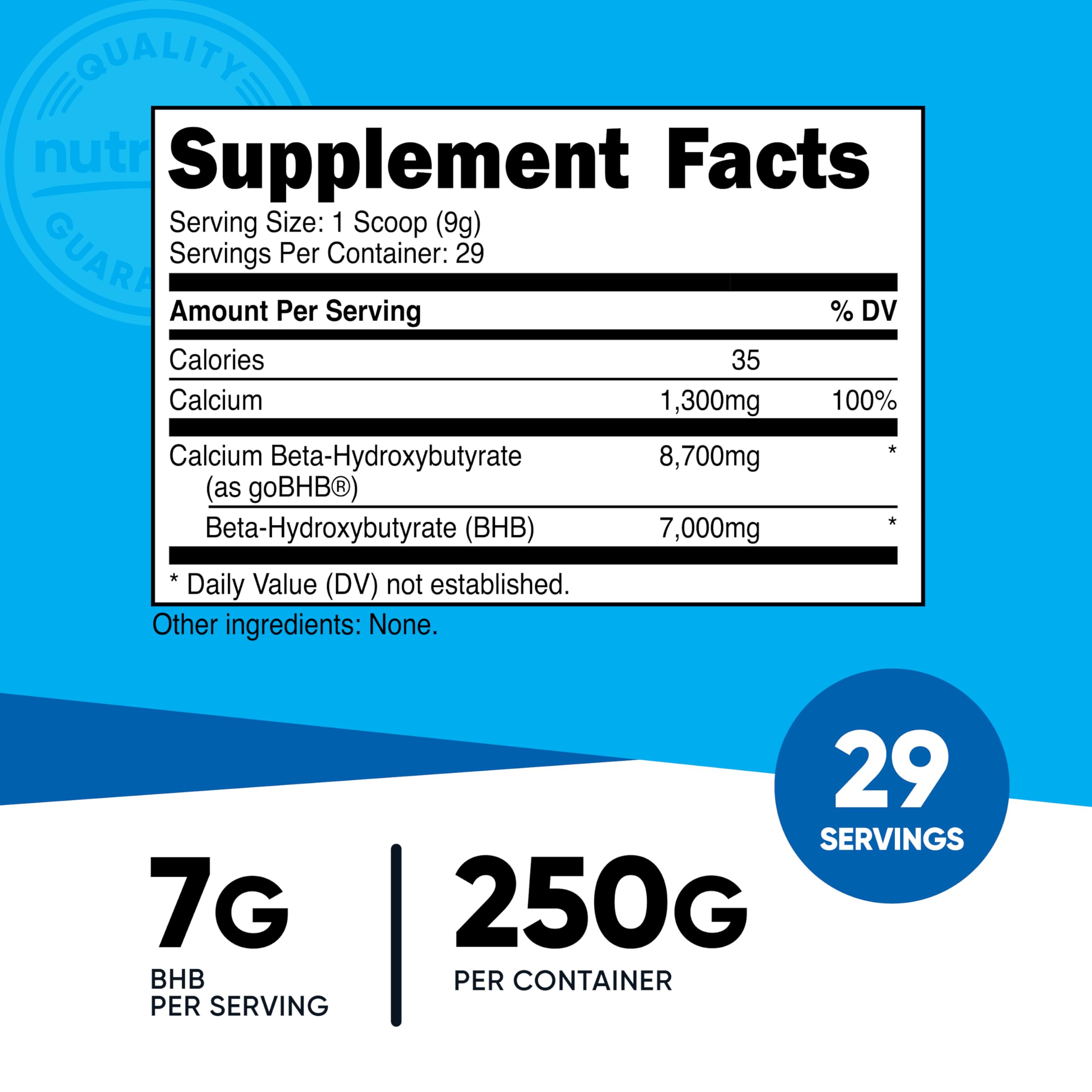 Nutricost Calcium BHB scoop measures powder for daily use.