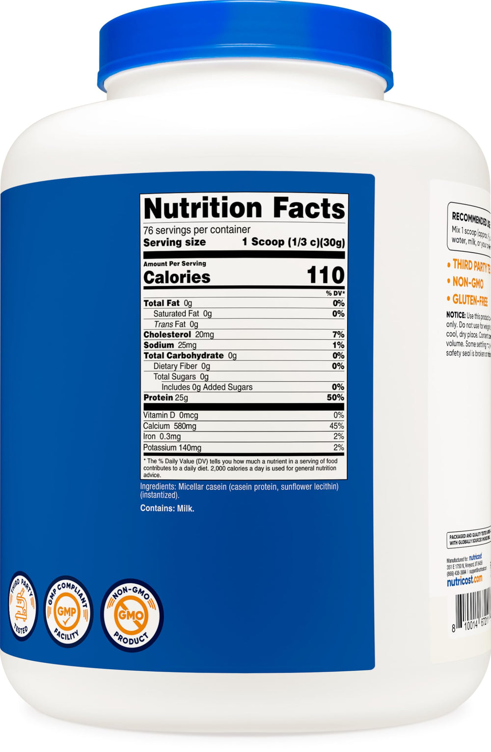 Nutricost casein powder shake-mixer demonstrates convenient mixing.