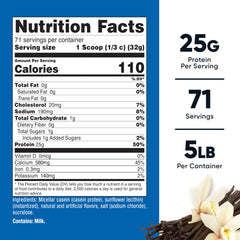 Nutricost Casein Vanilla micellar protein serving shown for slow release