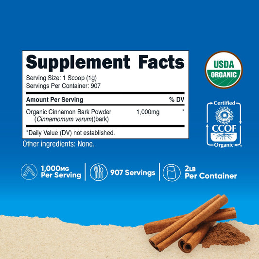 Nutricost Ceylon Cinnamon Powder scoop closeup showing fine texture.