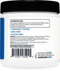 Nutricost Creatine HCl powder dissolving in water for easy mixing.