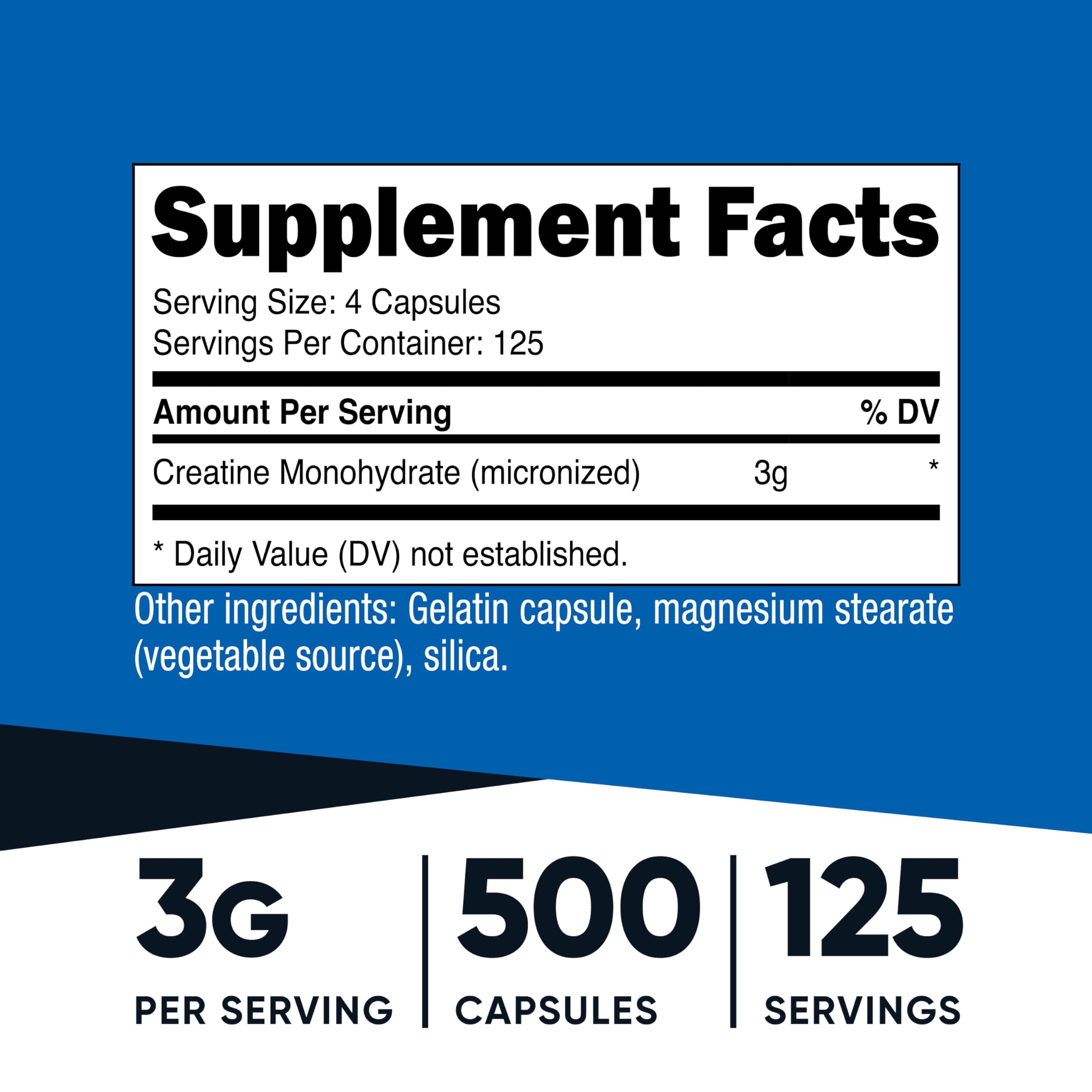 Nutricost Creatine Monohydrate capsules close-up showing micronized texture