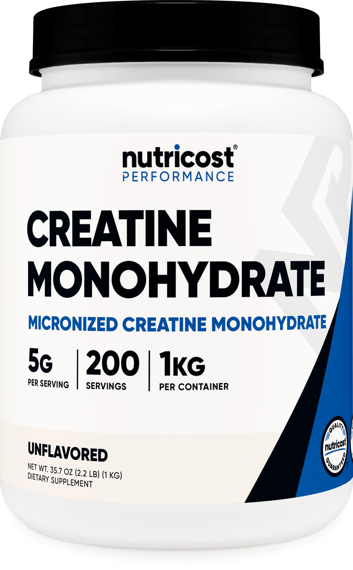 Nutricost Creatine Monohydrate bottle with clear label for daily use
