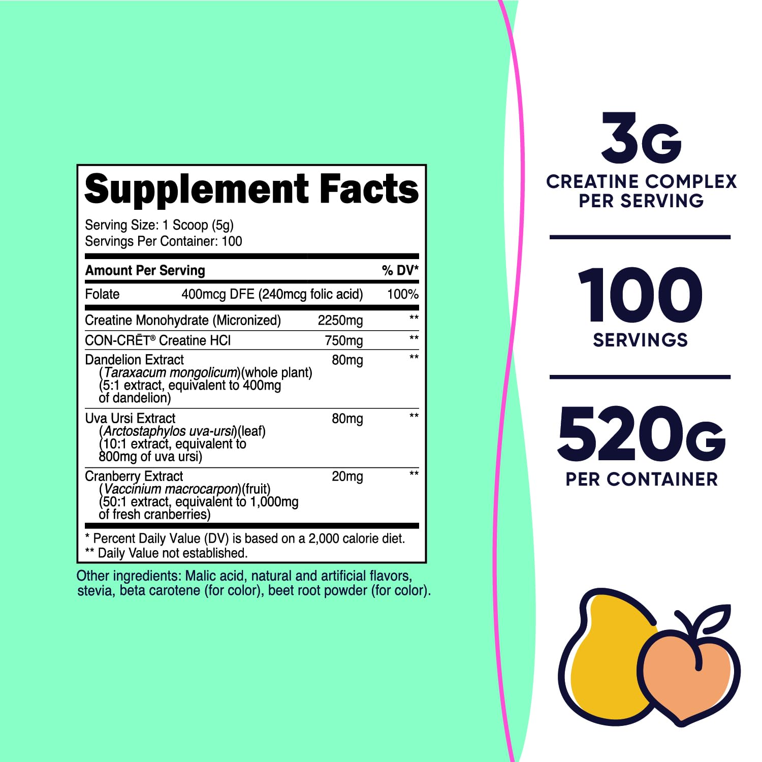 Nutricost Peach Mango creatine bottle with scoop for easy serving.