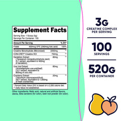 Nutricost Peach Mango creatine bottle with scoop for easy serving.