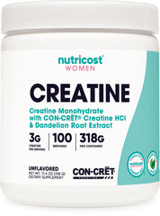 Nutricost creatine monohydrate powder bottle highlights quality and purity for daily workouts