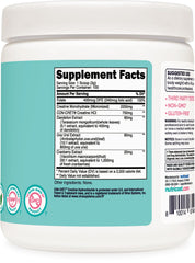Nutricost creatine monohydrate powder lifestyle shot emphasizes gluten-free and vegetarian friendly