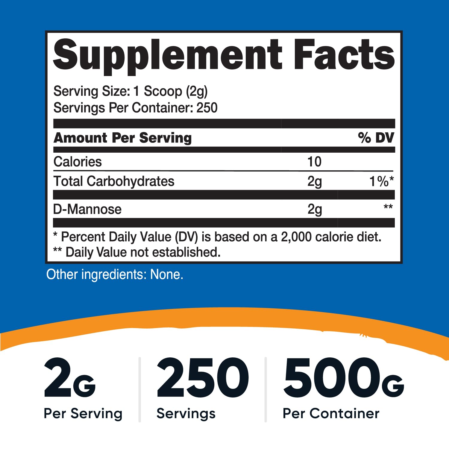 Nutricost D-Mannose powder scoop for precise 2 g servings.