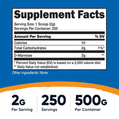 Nutricost D-Mannose powder scoop for precise 2 g servings.