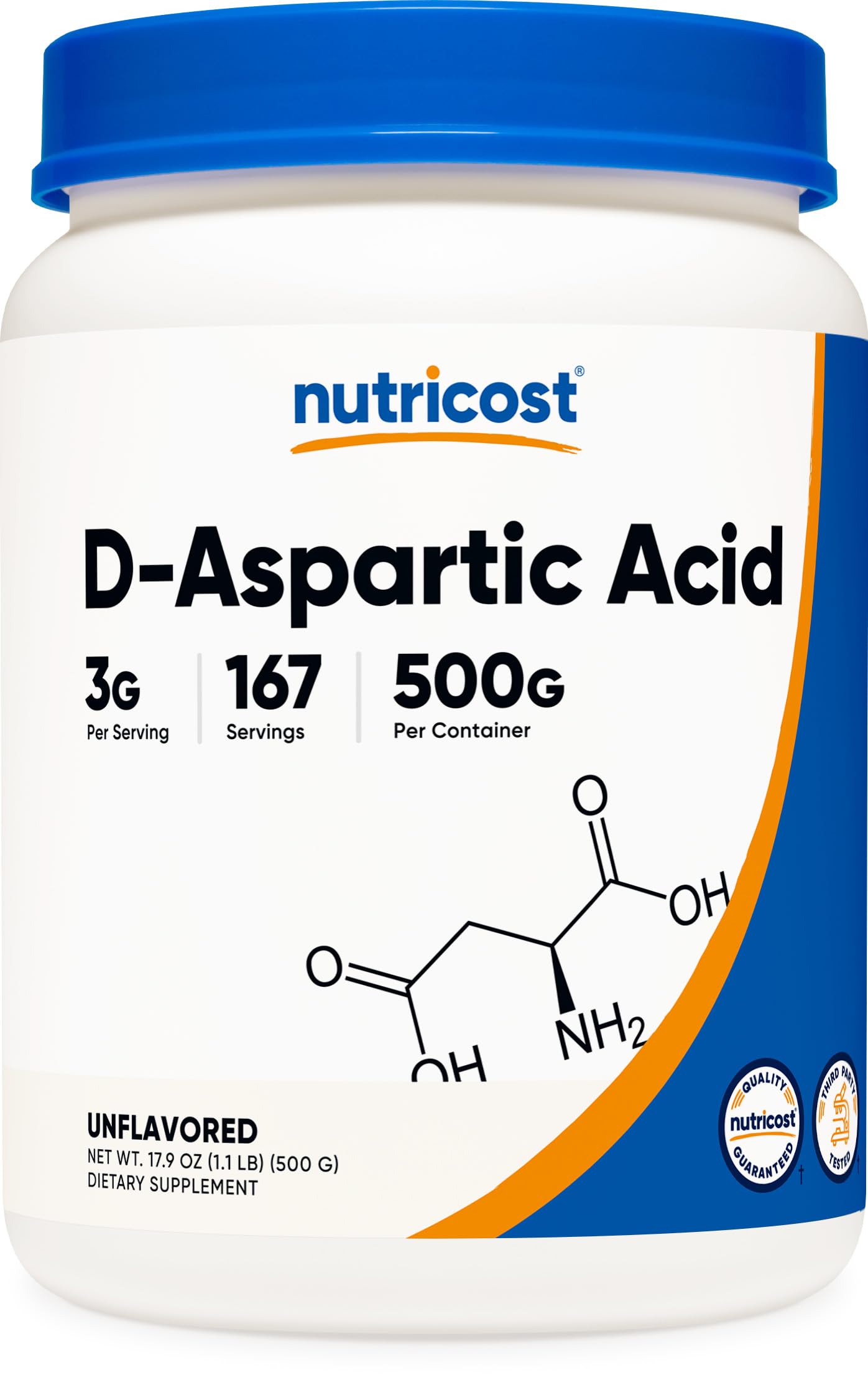 Nutricost DAA powder bottle front for a simple daily routine