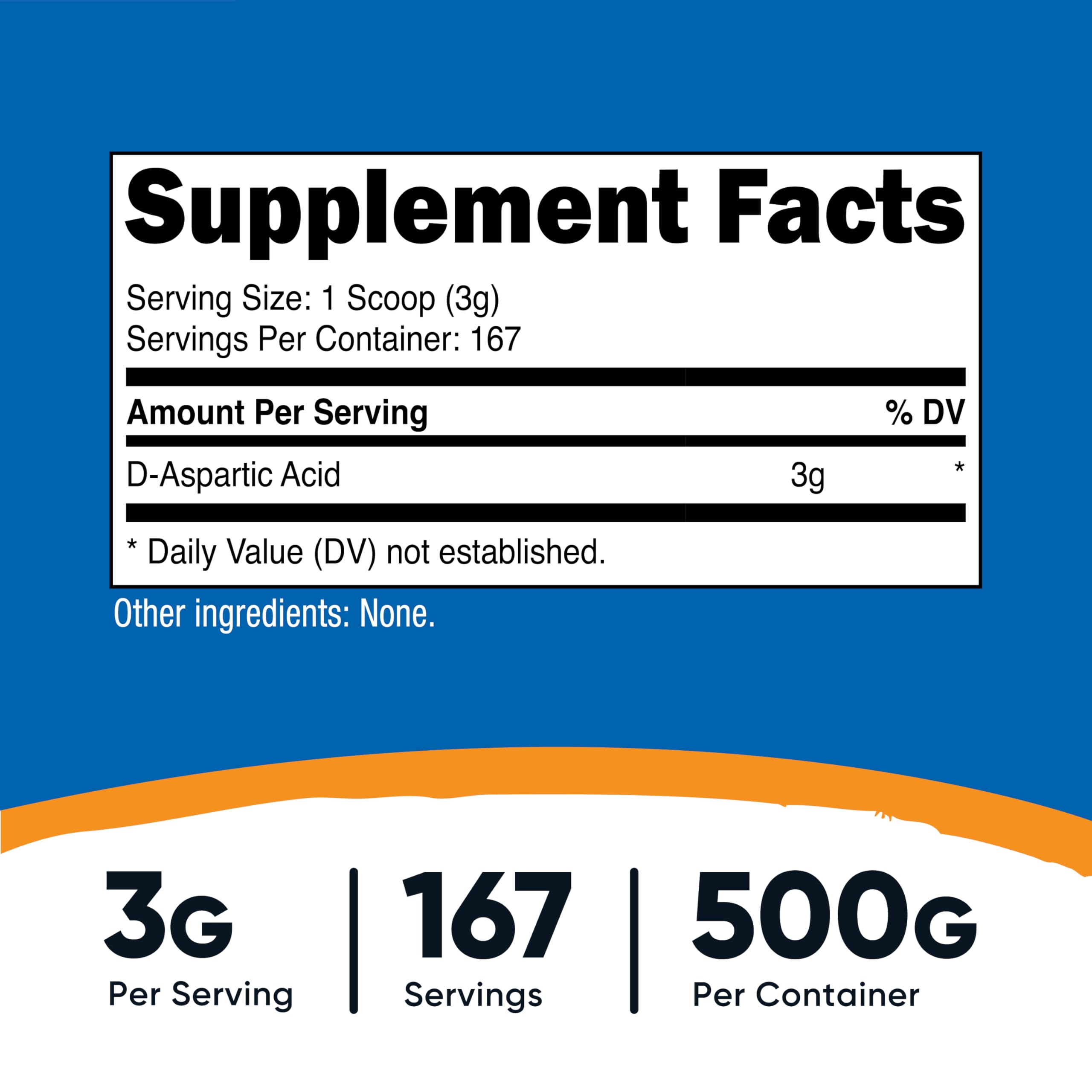 Nutricost DAA powder scoop included for precise 3g servings