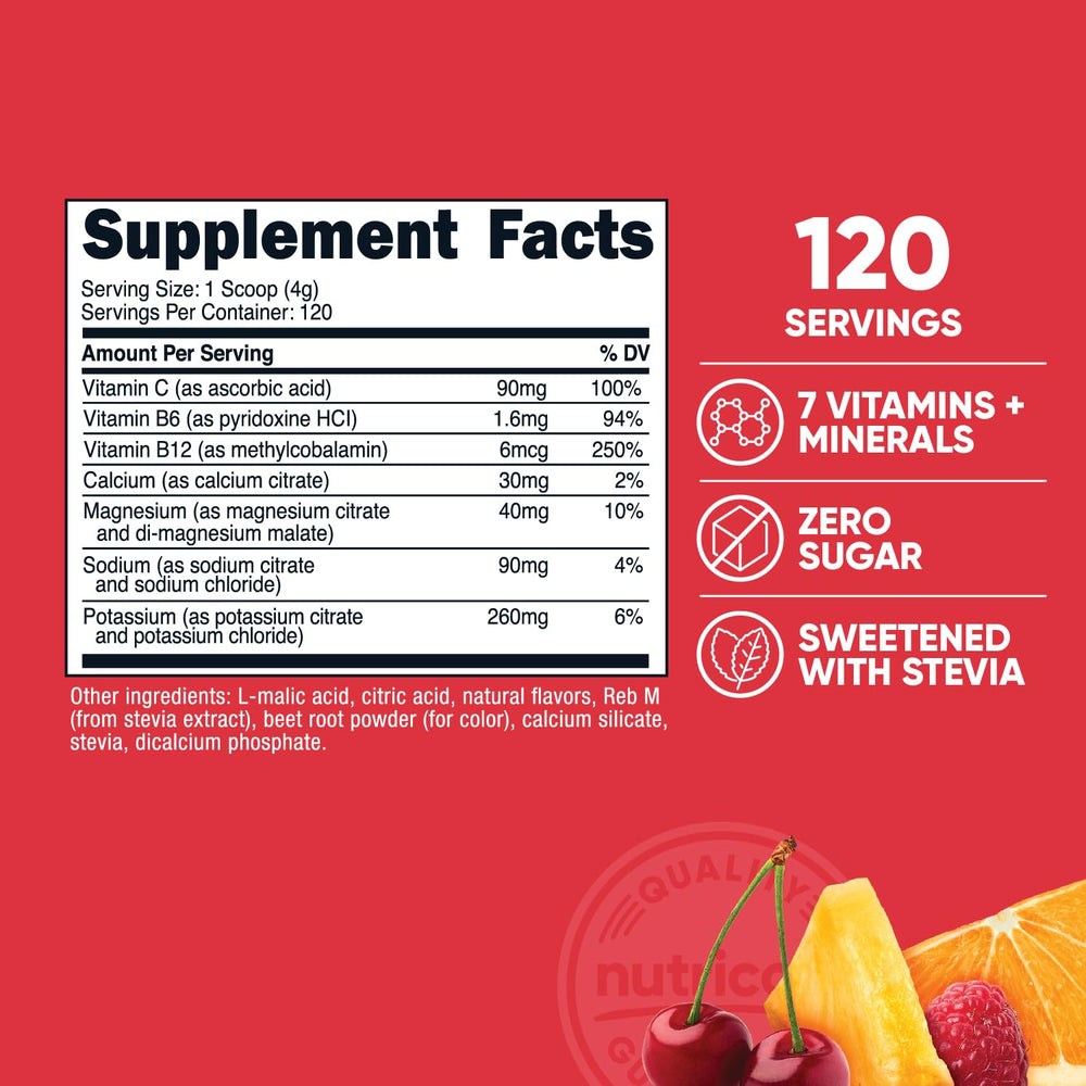 Nutricost Electrolyte Complex scoop reveals easy portioning for workouts.