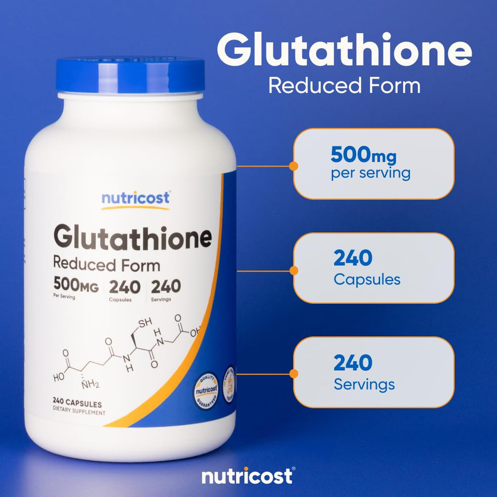 Nutricost Glutathione capsules held in hand for daily use