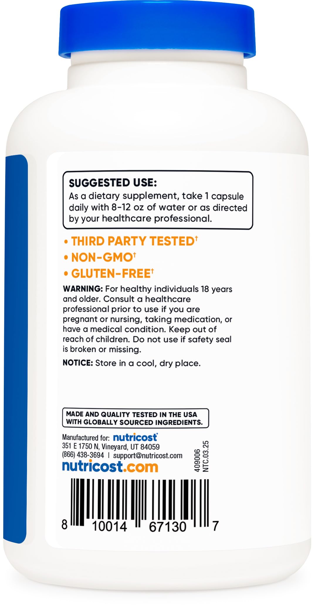 Nutricost Glutathione packaging box displayed beside bottle
