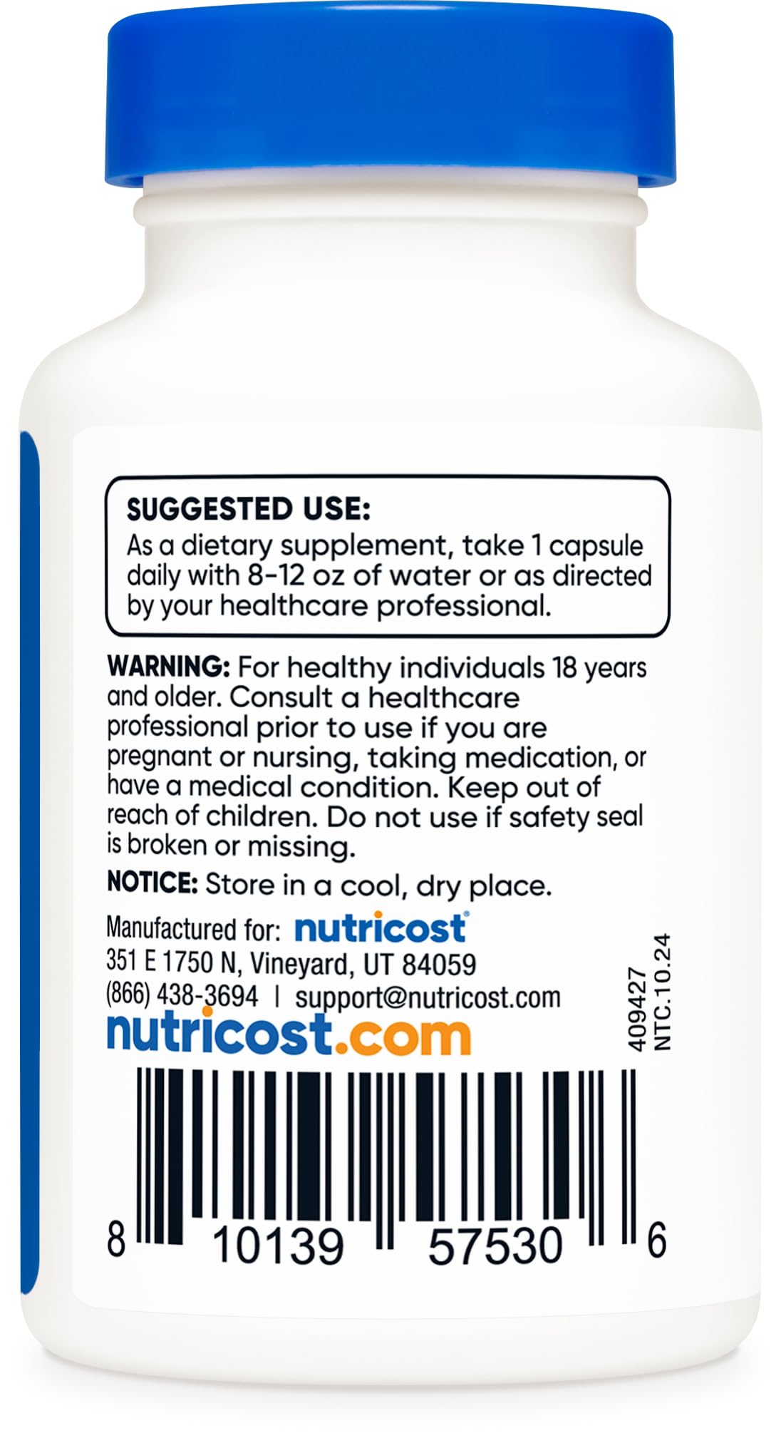 Nutricost GMP and NSF-certified facility seal on product