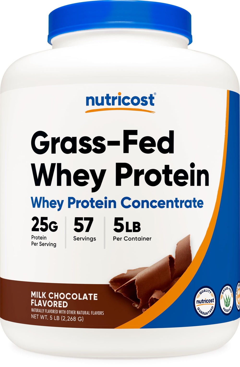 Nutricost Grass-Fed Whey Chocolate bottle front for post-workout protein