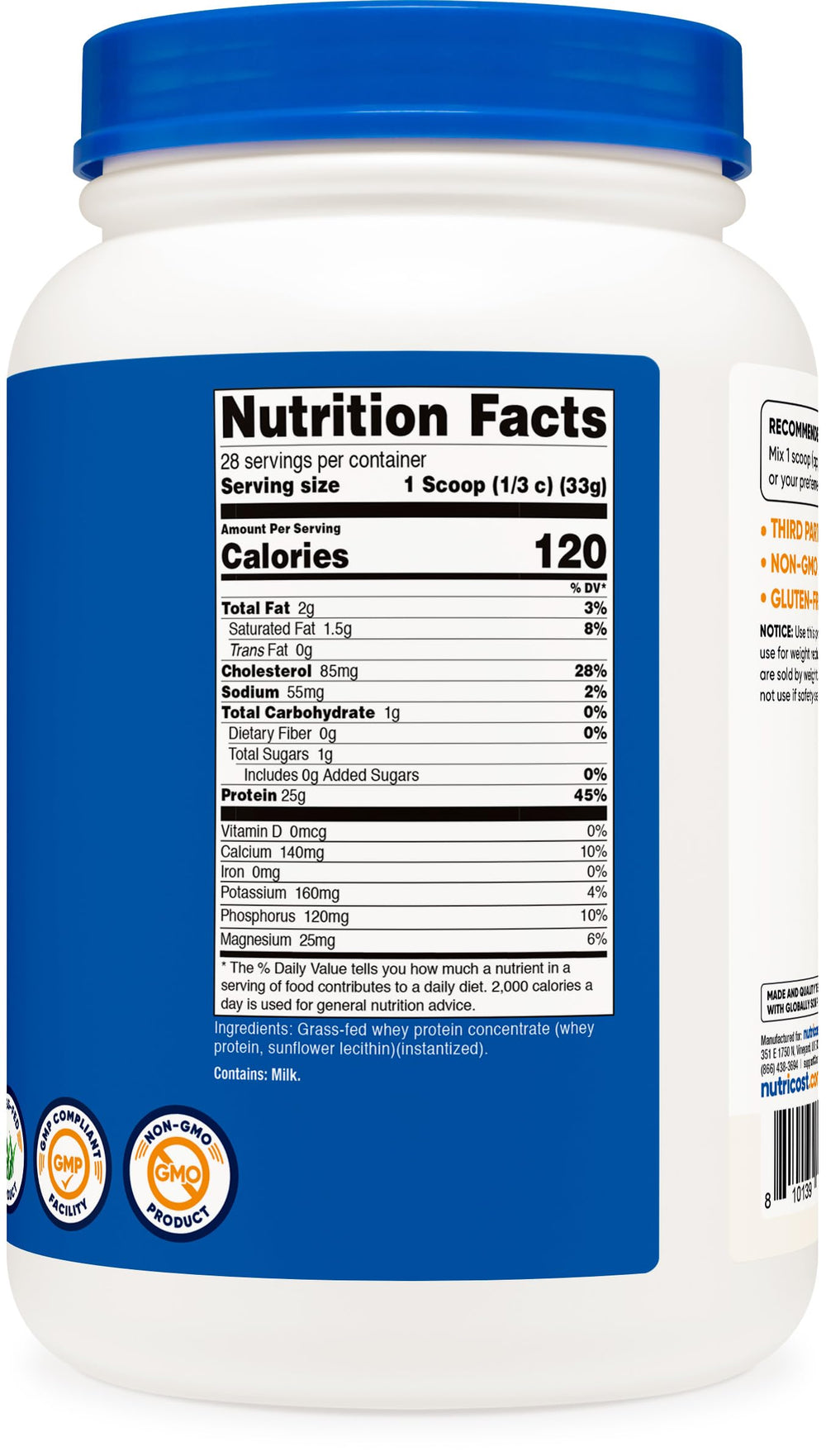 Nutricost packaging emphasizes clean ingredients and safety standards