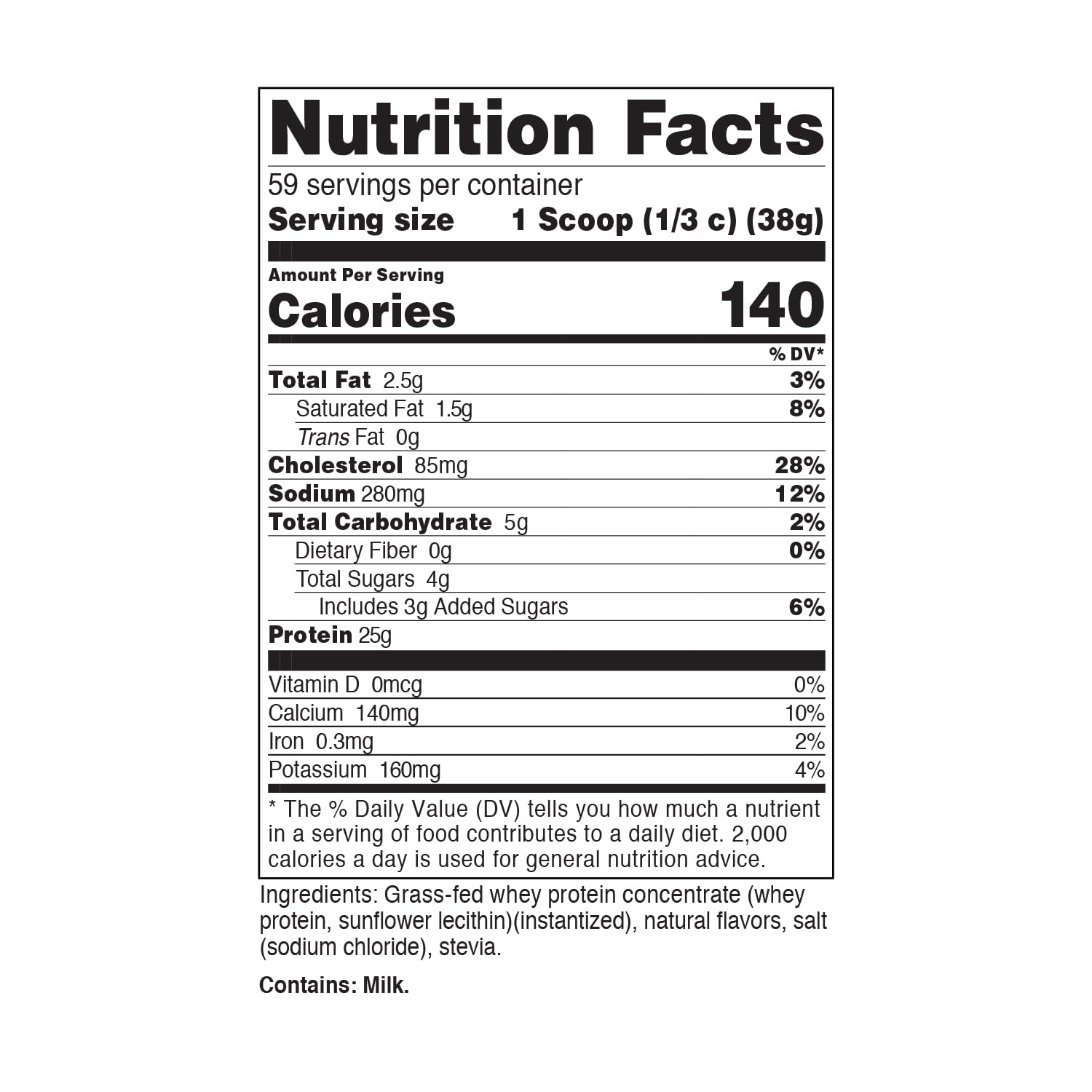Nutricost Grass-Fed Whey Vanilla packaging graphic notes gluten-free and certifications.