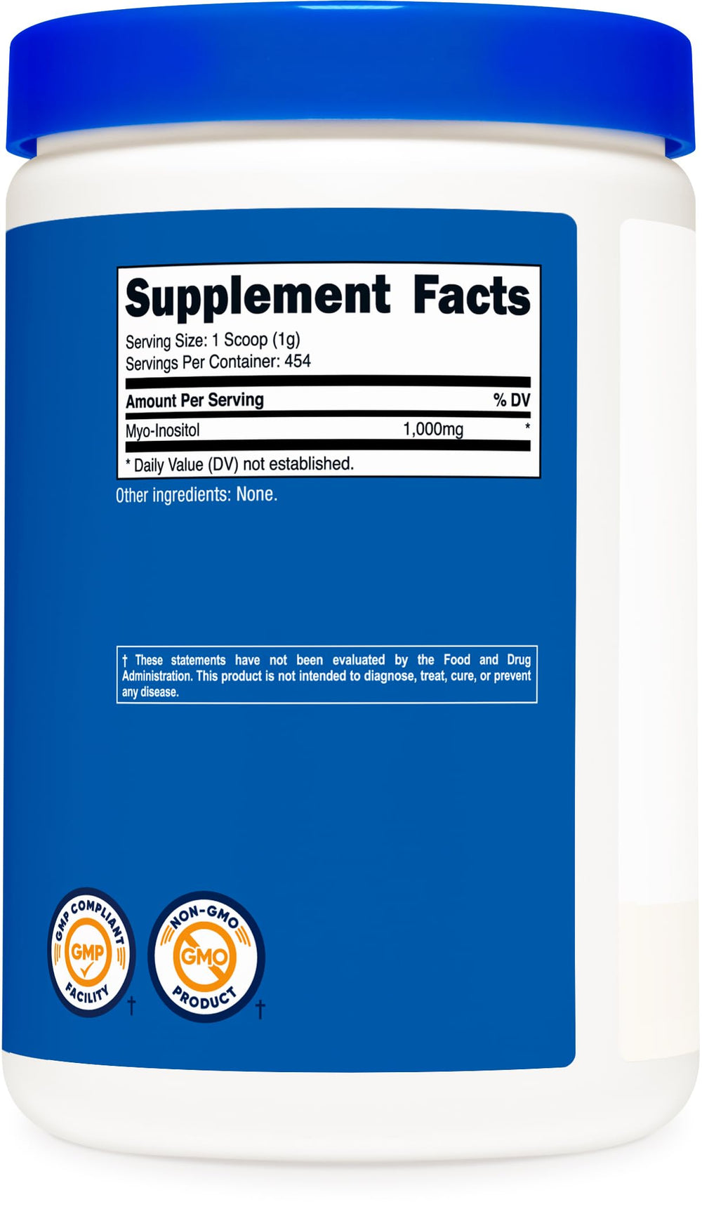 Nutricost Inositol powder back packaging showing serving directions.