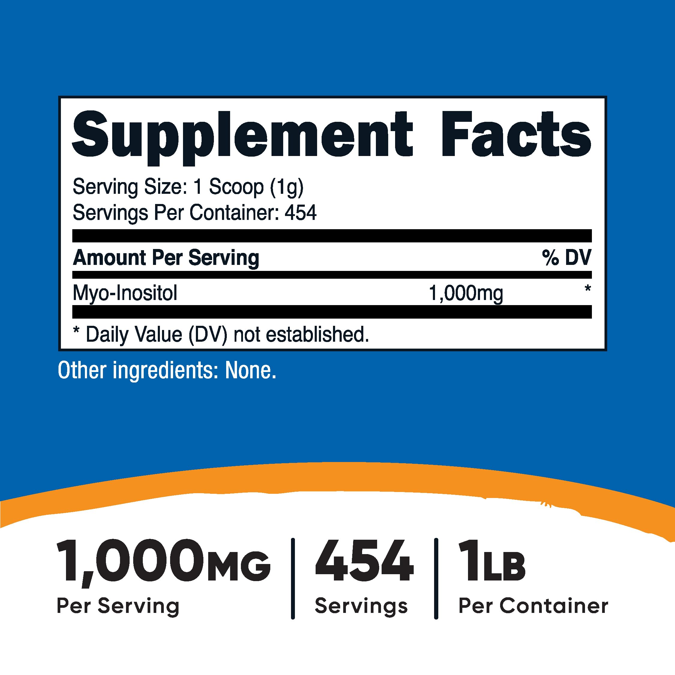 Nutricost Inositol powder scoop in use for accurate 1000 mg servings.