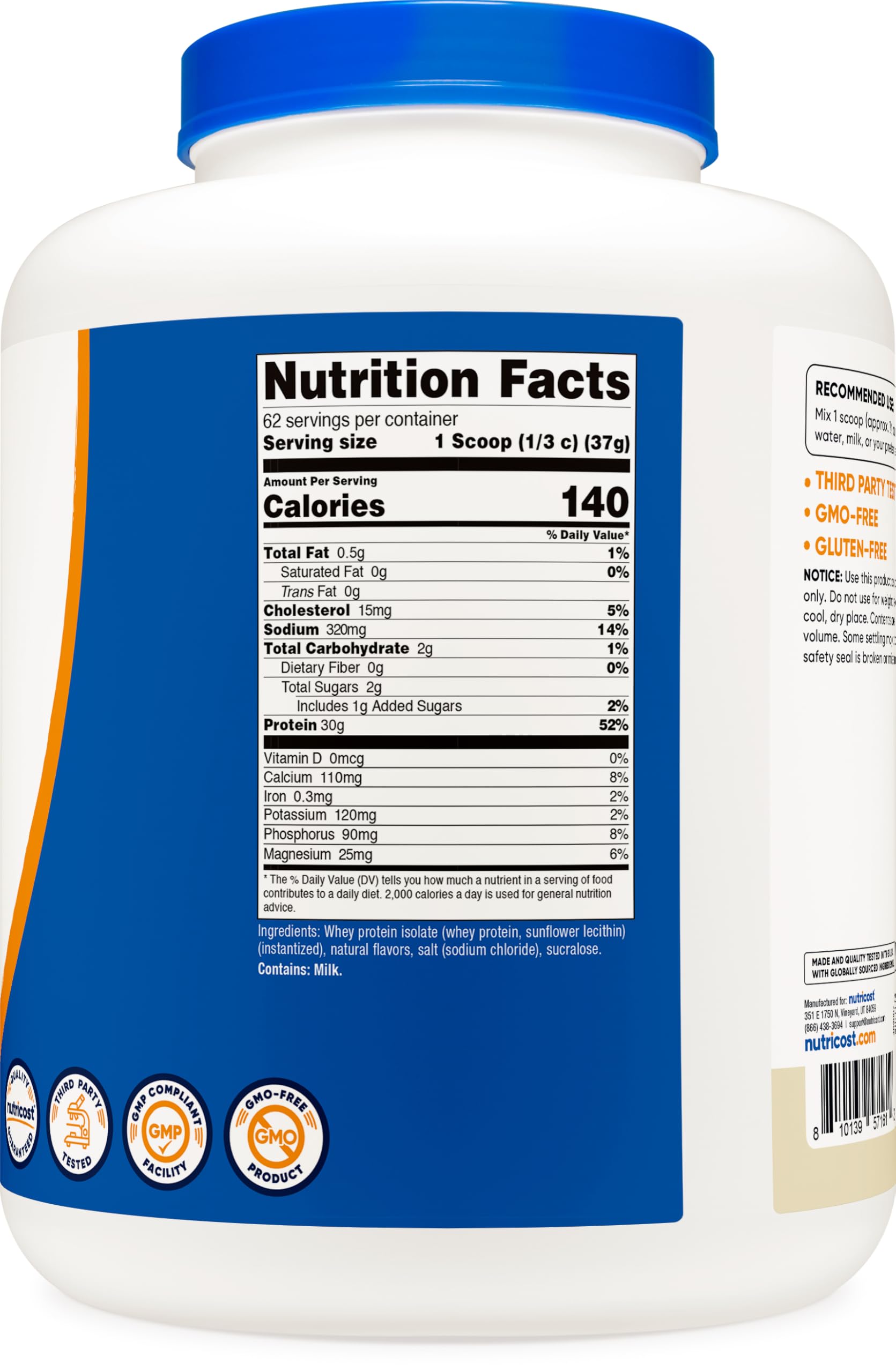 Nutricost Isolate Whey Vanilla mixing glass demonstrates easy shake-and-go preparation
