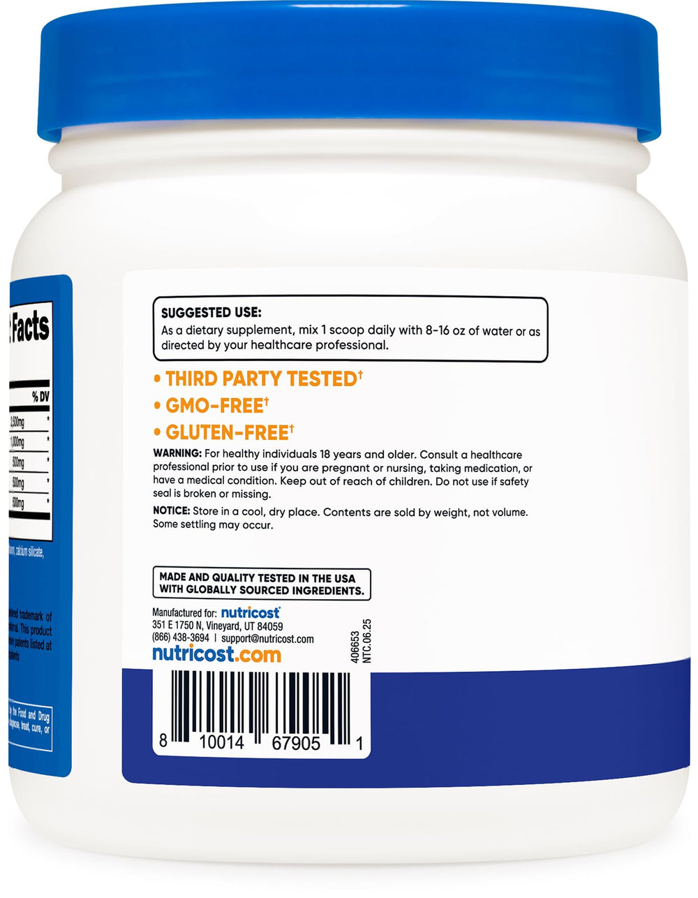 Nutricost L-Arginine Complex glass with powder ready to mix