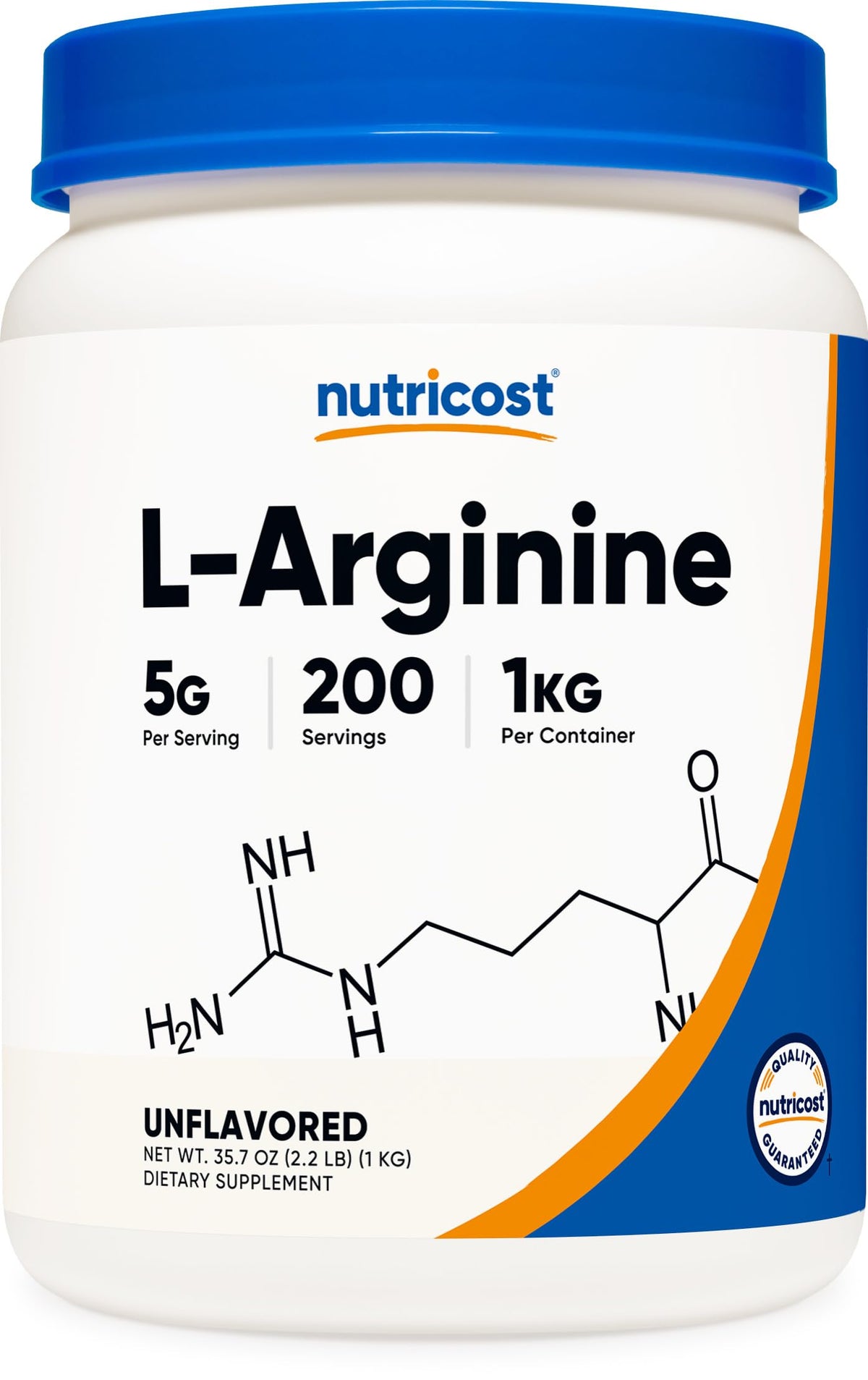 Nutricost L-Arginine powder bottle for daily dietary support