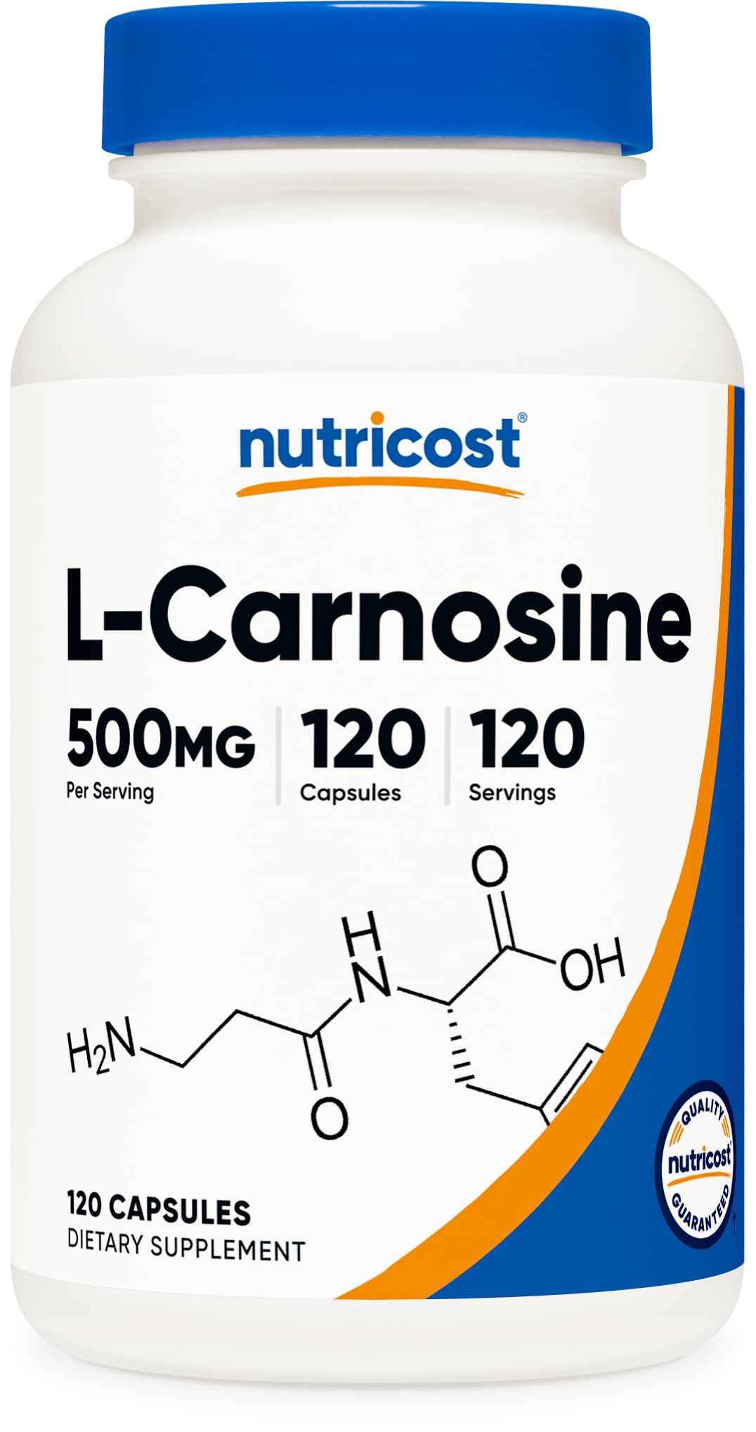 Nutricost L-Carnosine 500mg bottle front view for daily support