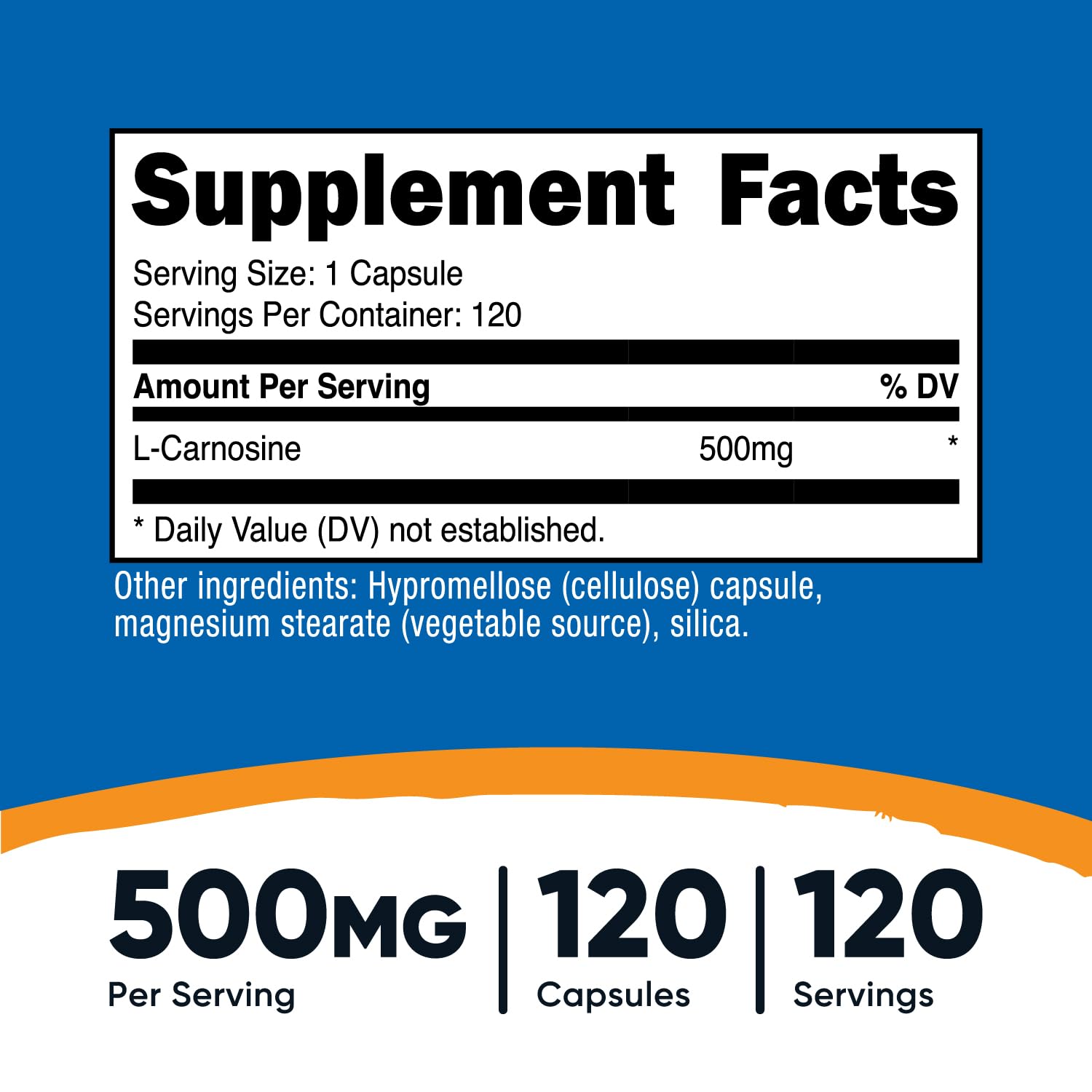Close-up of Nutricost L-Carnosine capsules showing plant-based capsules