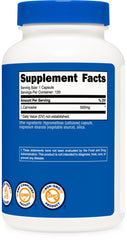 Back of Nutricost L-Carnosine bottle showing GMP and FDA registration
