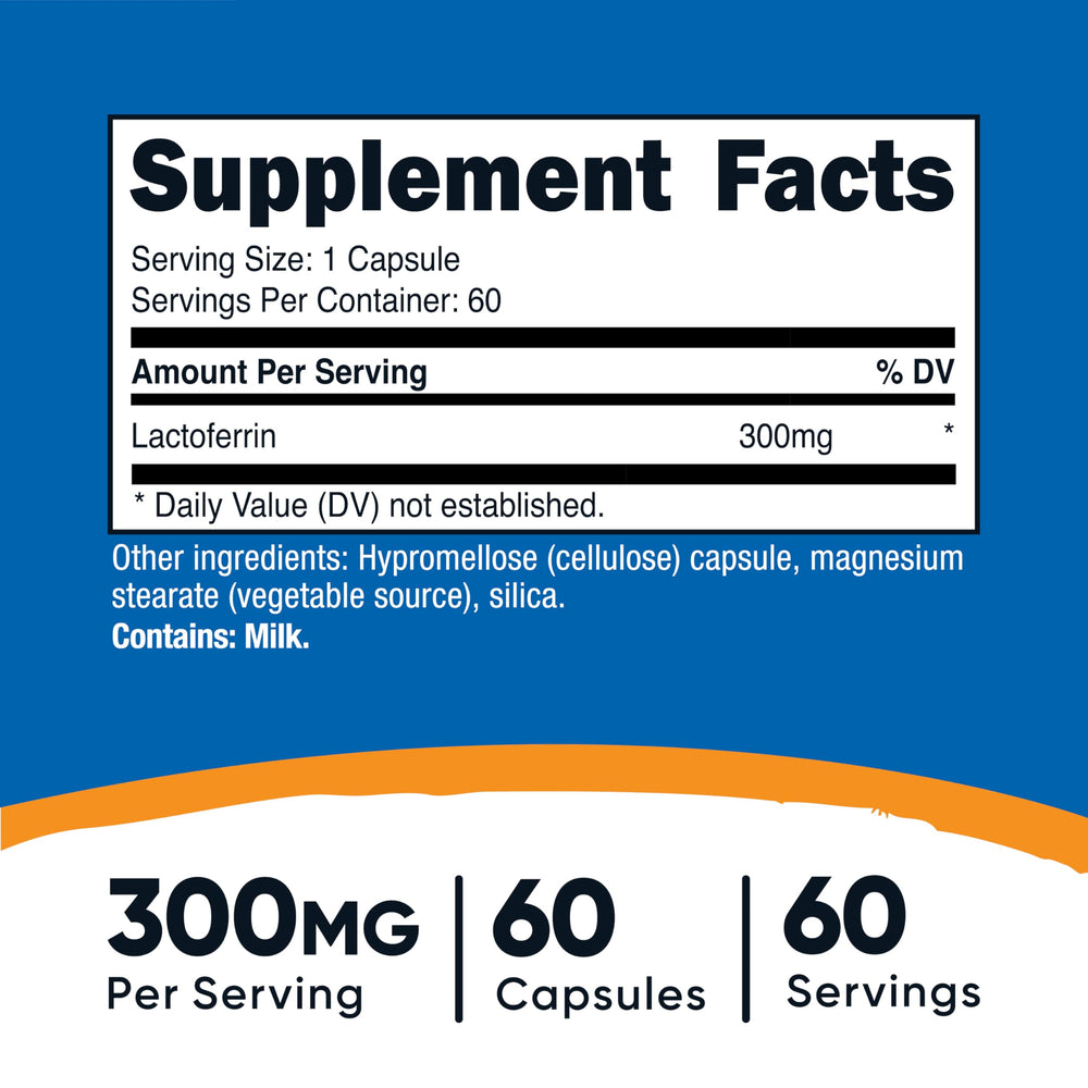 Nutricost Lactoferrin capsules close-up of capsules for easy daily dosing