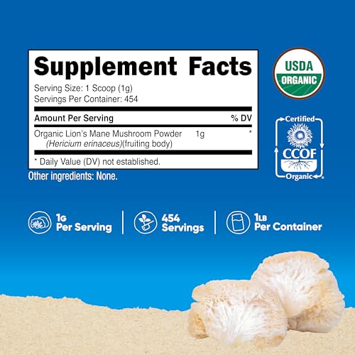 Nutricost Lion's Mane powder scoop for precise measurements and convenient dosing.