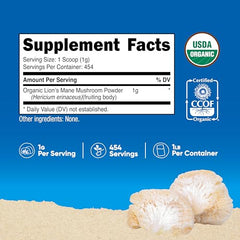 Nutricost Lion's Mane powder scoop for precise measurements and convenient dosing.