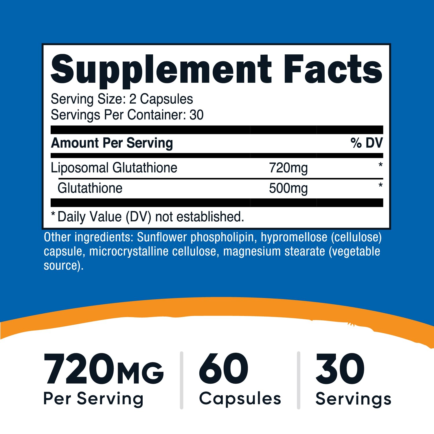 Nutricost Liposomal Glutathione capsules close-up showing easy, vegan daily use.