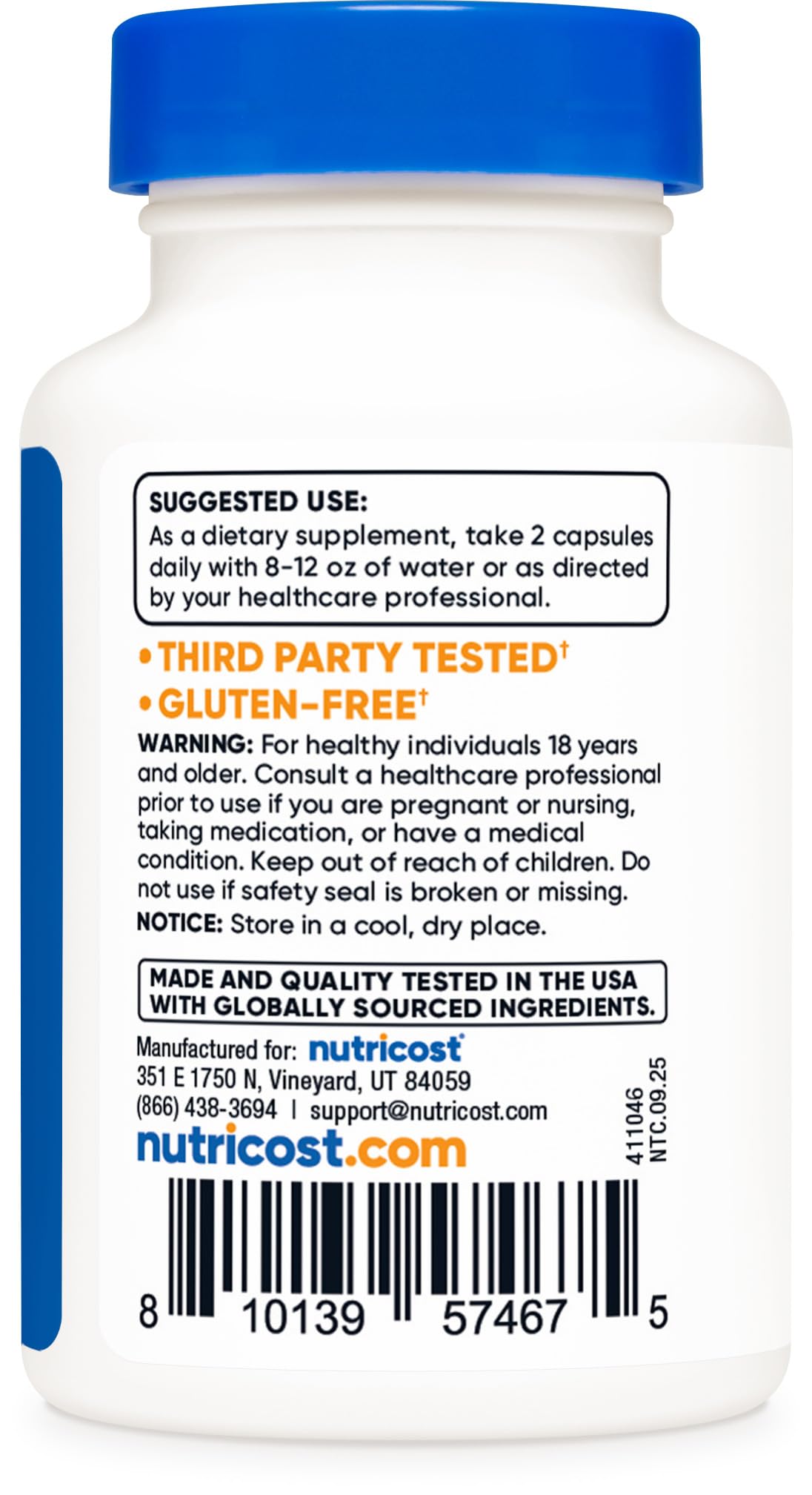 Nutricost Liposomal Glutathione serving portion indicating 30 servings per bottle.