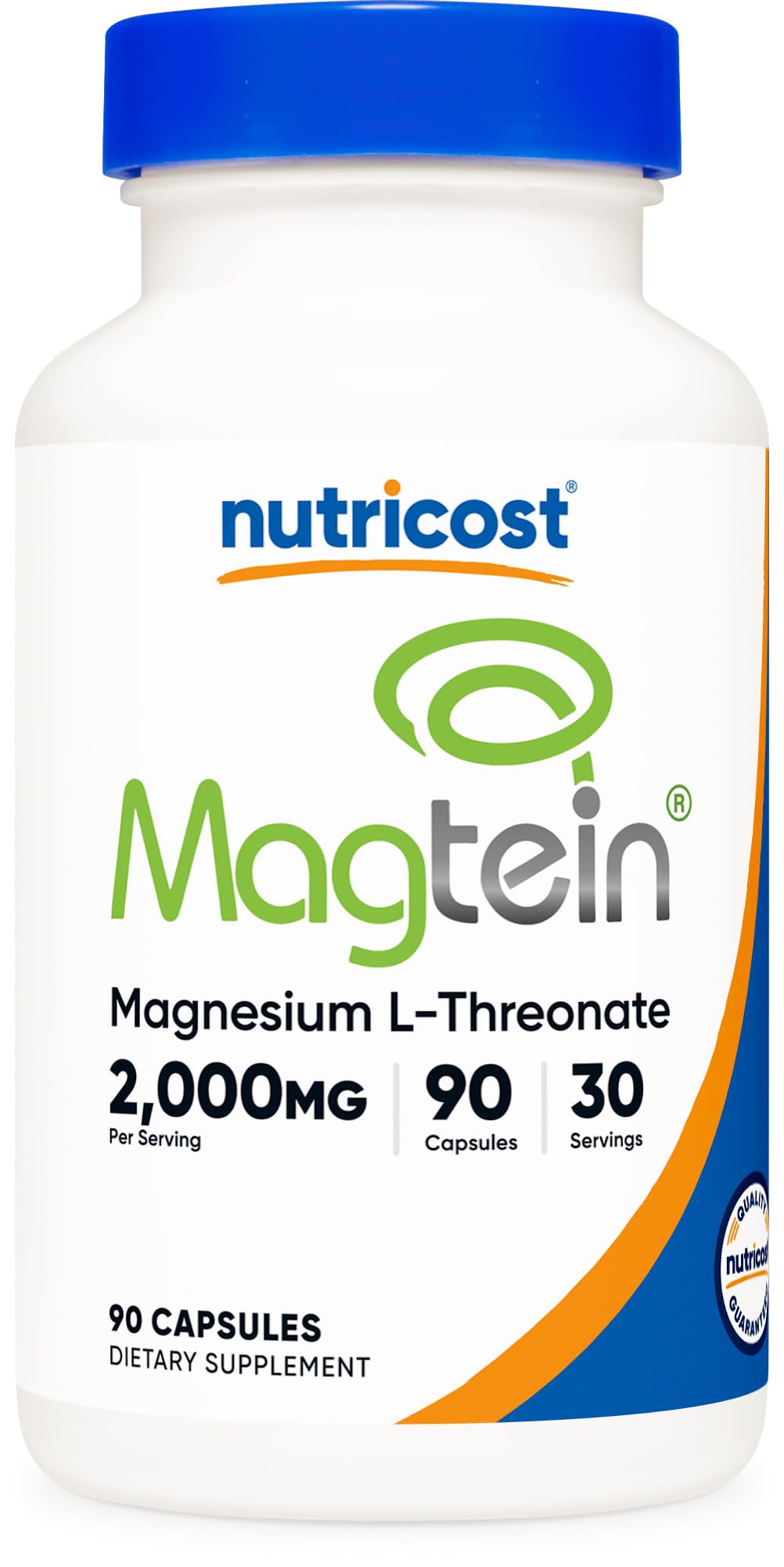 Nutricost Magtein bottle front for easy daily magnesium L-threonate.