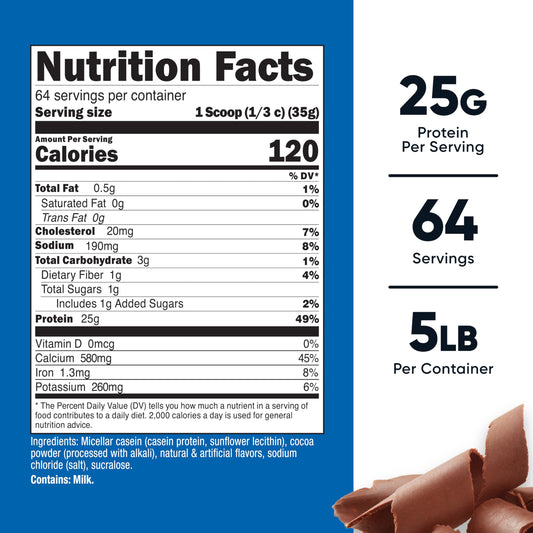 Nutricost micellar casein chocolate label highlights gluten-free, non-GMO profile.