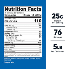 Nutricost micellar casein powder scoop highlights 24g protein per serving.